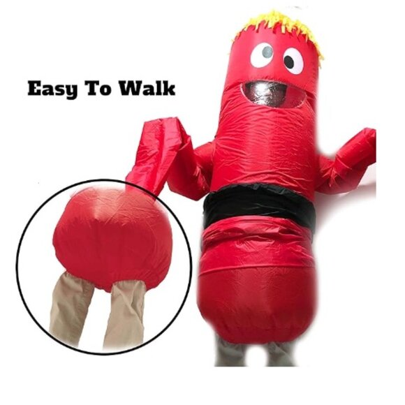 Two Adult Inflatable Costume, Red Tube Dancer with Wacky Waving Arm Flailing. - Picture 6 of 11